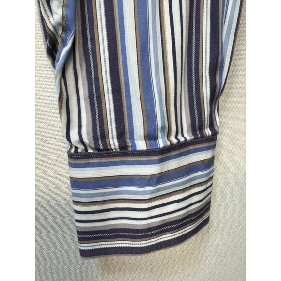 Thomas Dean Mens Long-Sleeve Button-Up Shirt Size XL Multicolor Striped - Picture 6 of 10